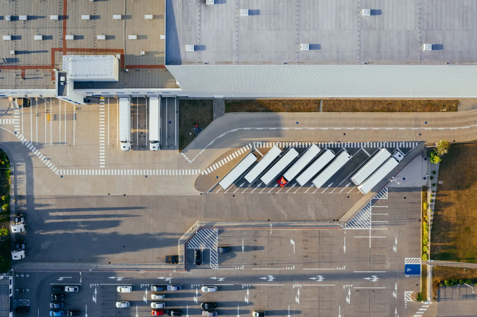 A logistics yard from above